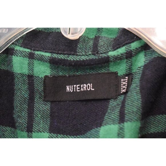 Men's Nutexrol Green Blue Plaid Flannel Sleeveless Big and Tall Size 3XL - Picture 3 of 6